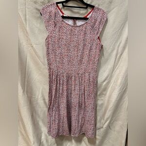 Promod Red and White Pleated Midi Sundress